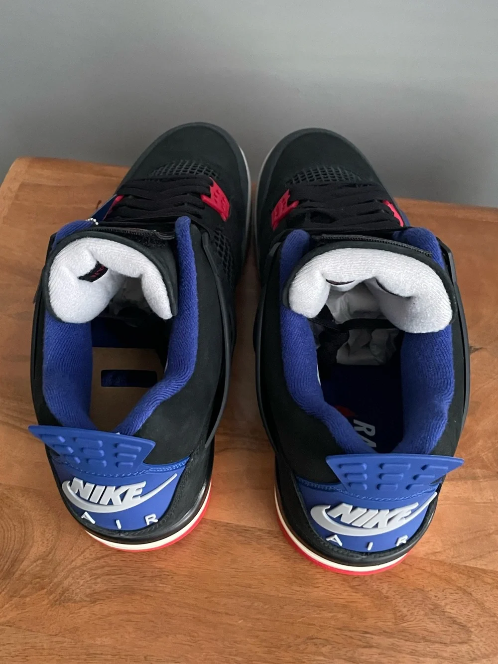Nike Air Jordan 4 Retro Rare Air Black Fire Red Deep Royal Blue Men’s Size 13 FV
